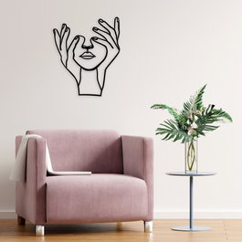 Wallity Hand Face Escultura de Pared de Metal Negra
